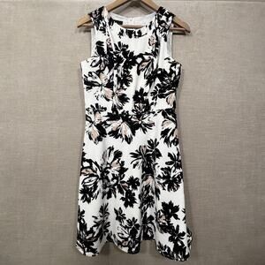 AB‎ Studio Floral Sleeveless Dress Size 6 Stretch Pockets Classic Elegant Comfy